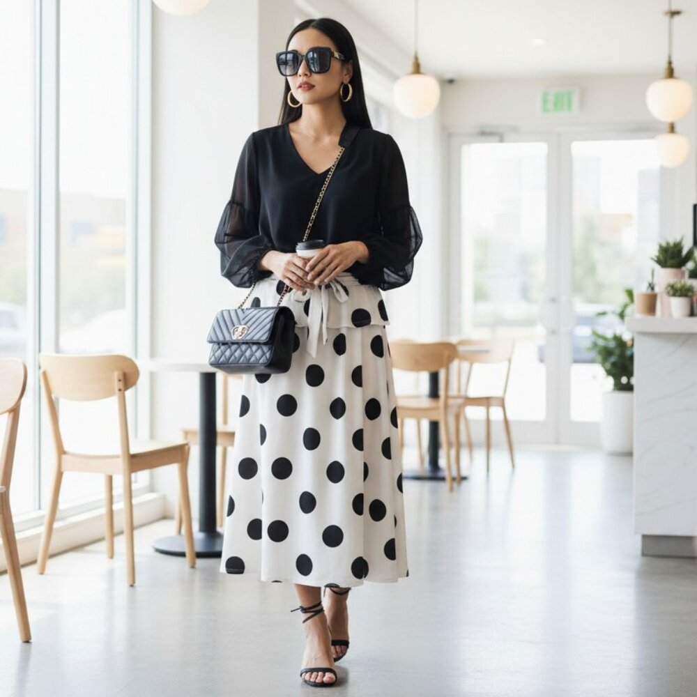 Chic Polka Dot Skirt Set